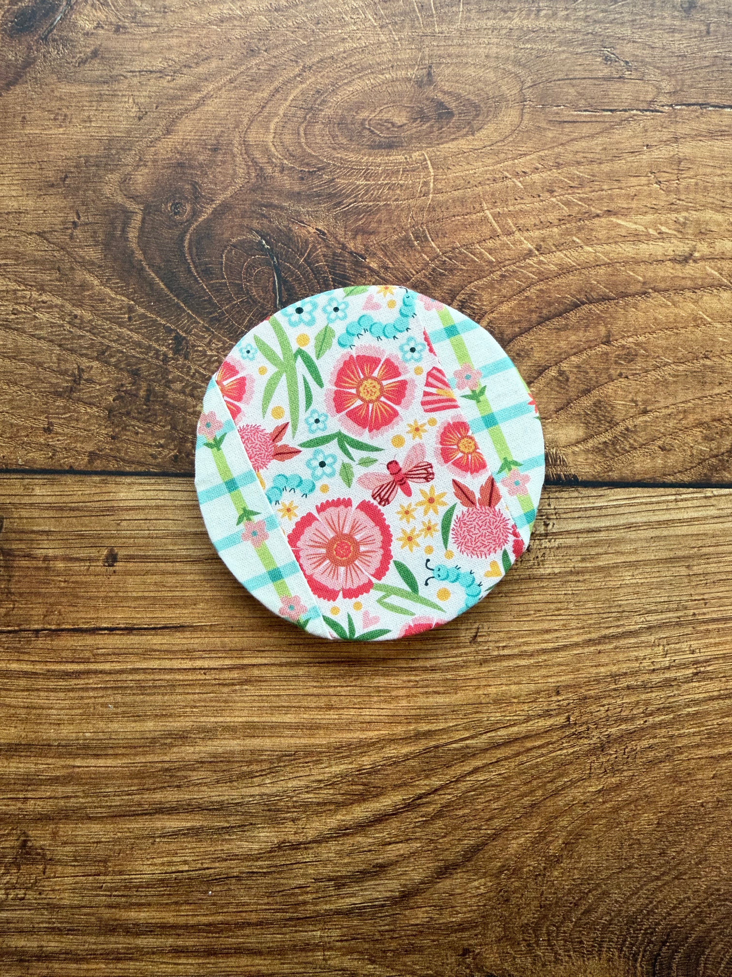 Five Oaks Farm from-the-farm jar covers featuring autumn mushrooms, small mushroom design, ideal for preserving jars.