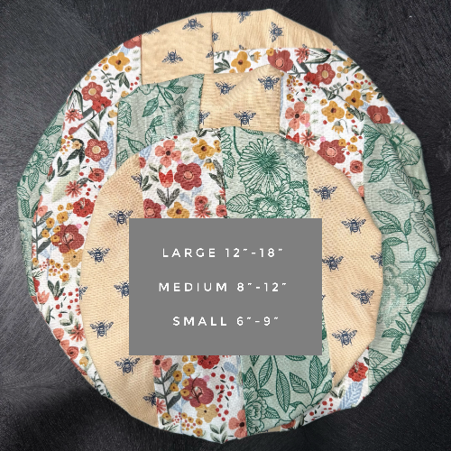Large bowl covers from Five Oaks Farm, rustic fabric covers for bowls, perfect for farm-to-table kitchen use.