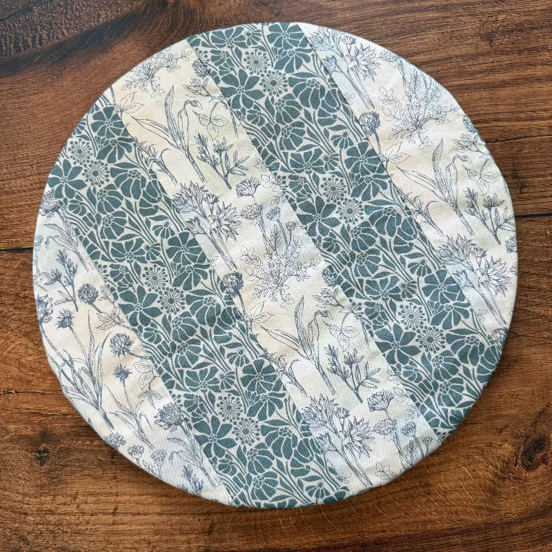 Medium ceramic bowl and banneton covers from Five Oaks Farm featuring autumn mushroom and tiny mushroom designs.