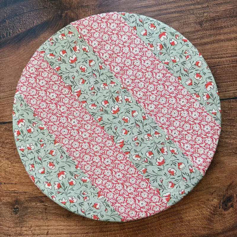 Medium bowl and banneton covers from Five Oaks Farm, featuring autumn mushroom and tiny mushroom designs for bread baking.