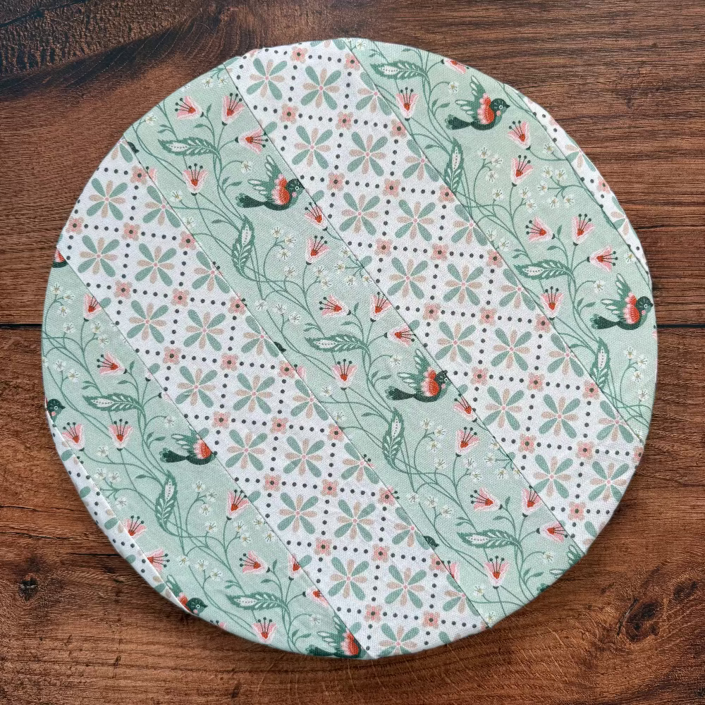 Medium bowl and banneton covers from Five Oaks Farm, featuring autumn mushroom and tiny mushroom designs, for bread baking.