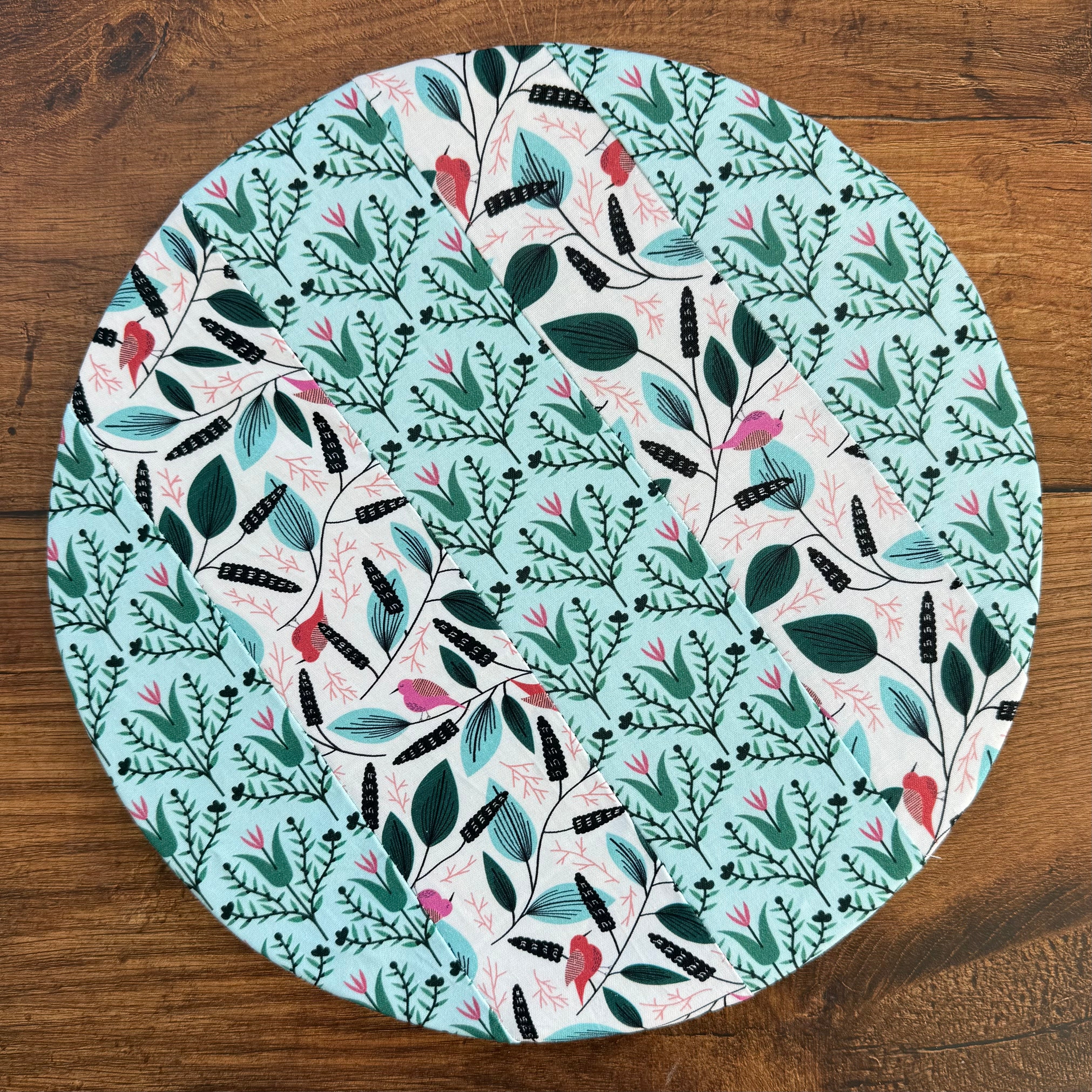 Medium bowl and banneton covers from Five Oaks Farm, featuring autumn mushroom design for bread proofing and baking.