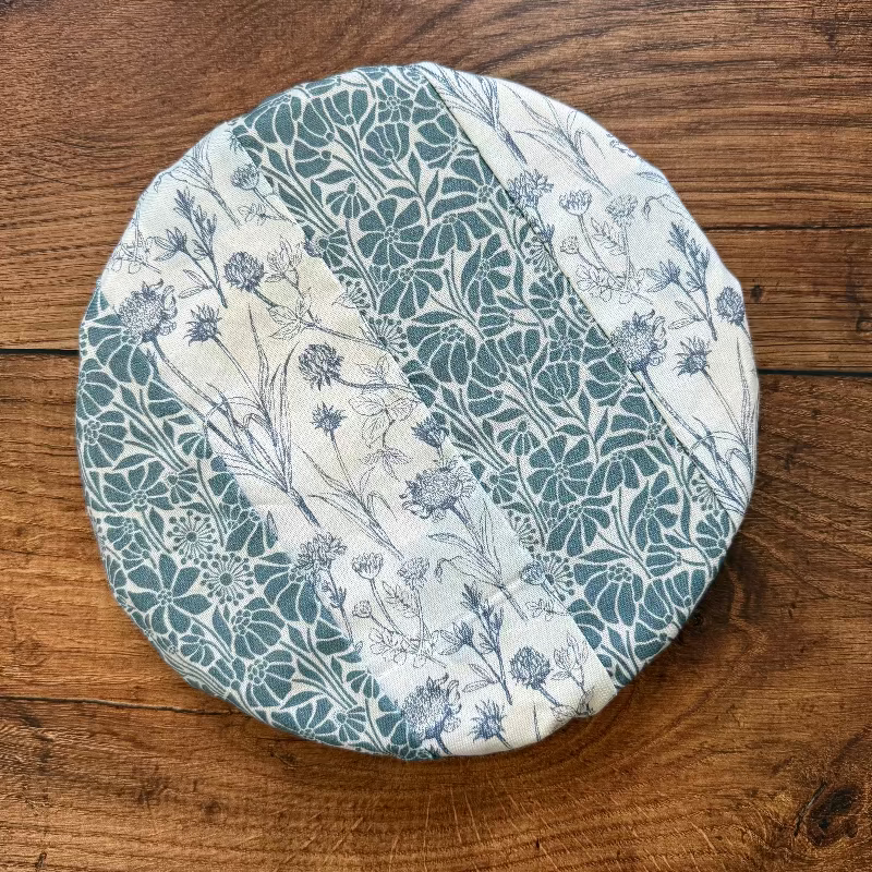 Small bowl and banneton covers from Five Oaks Farm, featuring autumn mushroom designs, perfect for baking and bread proofing.