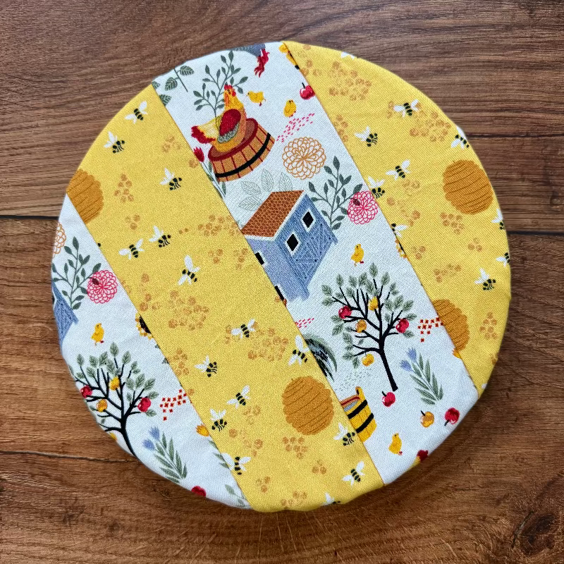 Small mushroom-shaped bowl and banneton covers from Five Oaks Farm, autumn-themed, handcrafted baking accessories.