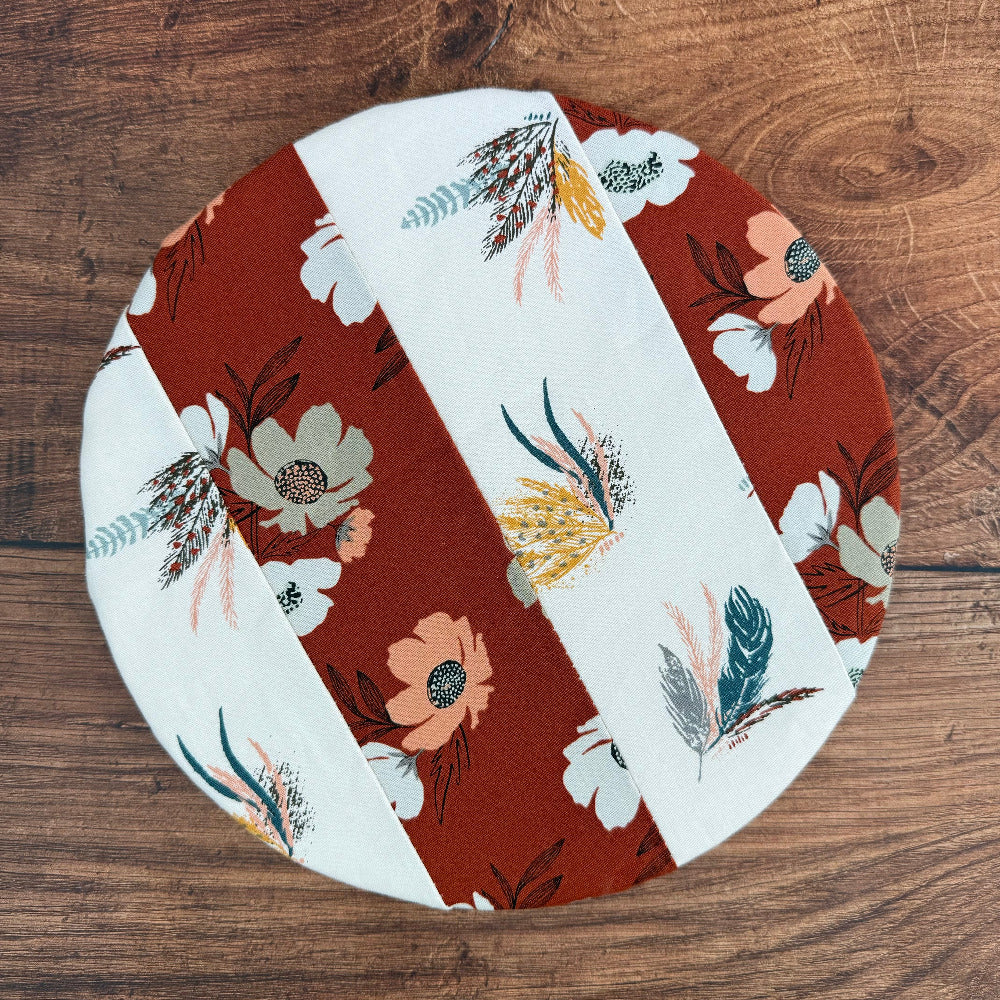 Small mushroom-shaped bowl and banneton covers from Five Oaks Farm, autumn-themed, handcrafted kitchen accessories.