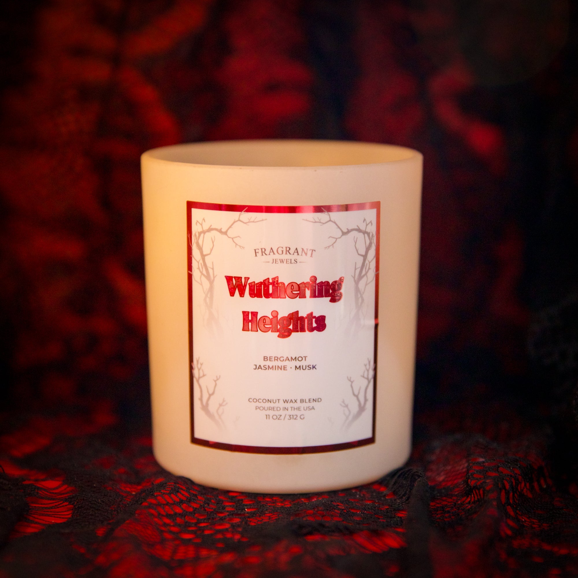 Fragrant Jewels Wuthering Heights Jewel Candle with a ring embedded inside, featuring a luxurious scented candle and jewelry surprise.