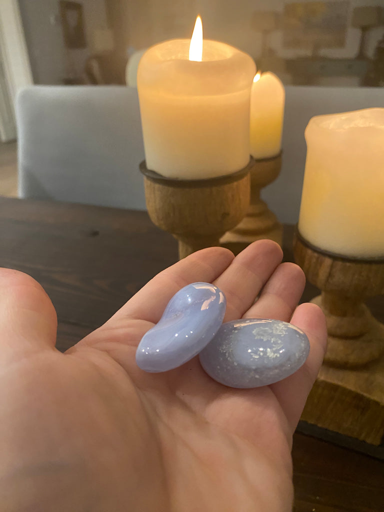 GEM SHOW: Blue Lace Agate Tumbled Stones - Practical Magic Store