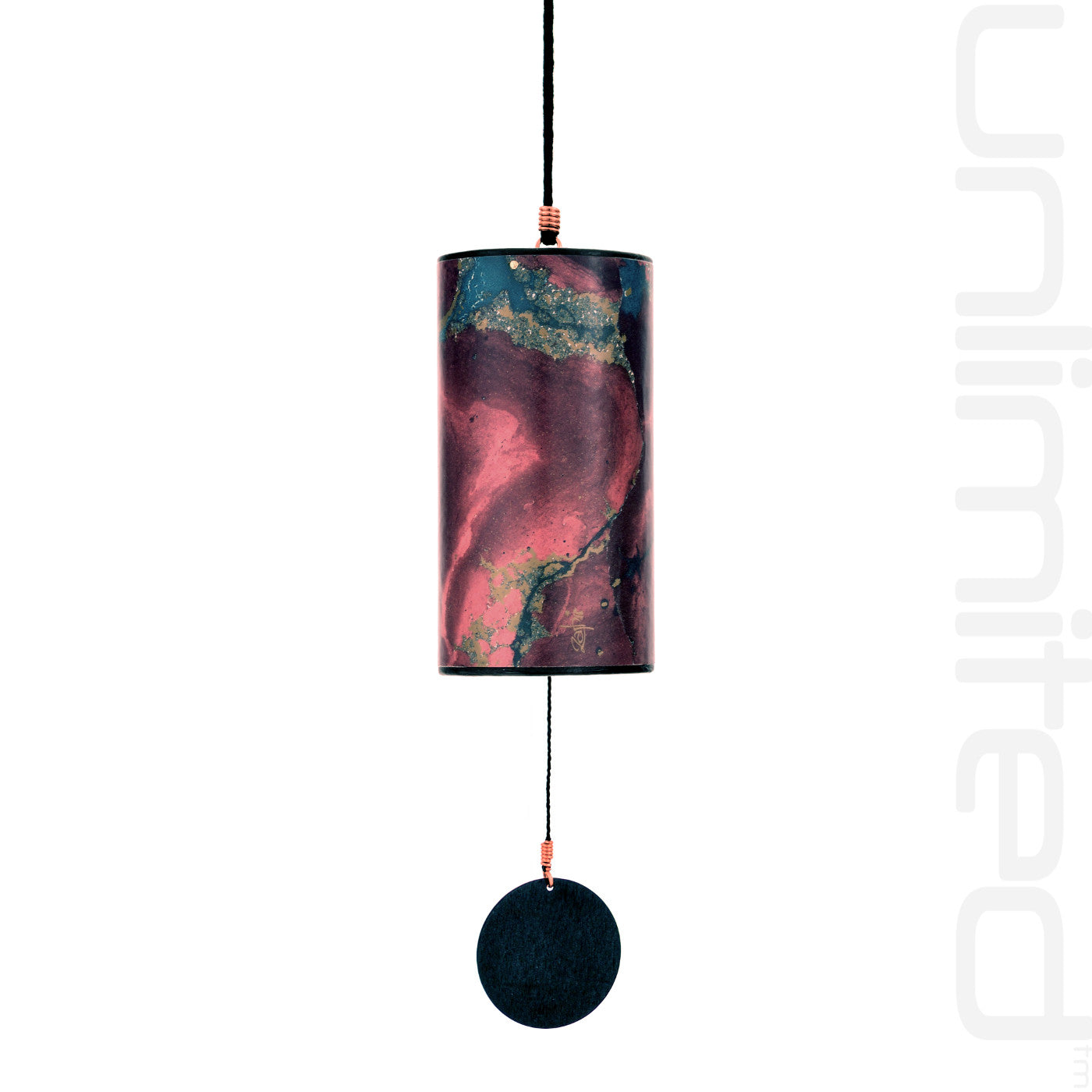 Blue moon and burgundy Single Zaphir Chimes by Gongs Unlimited, featuring colorful glass and metal wind chime design.