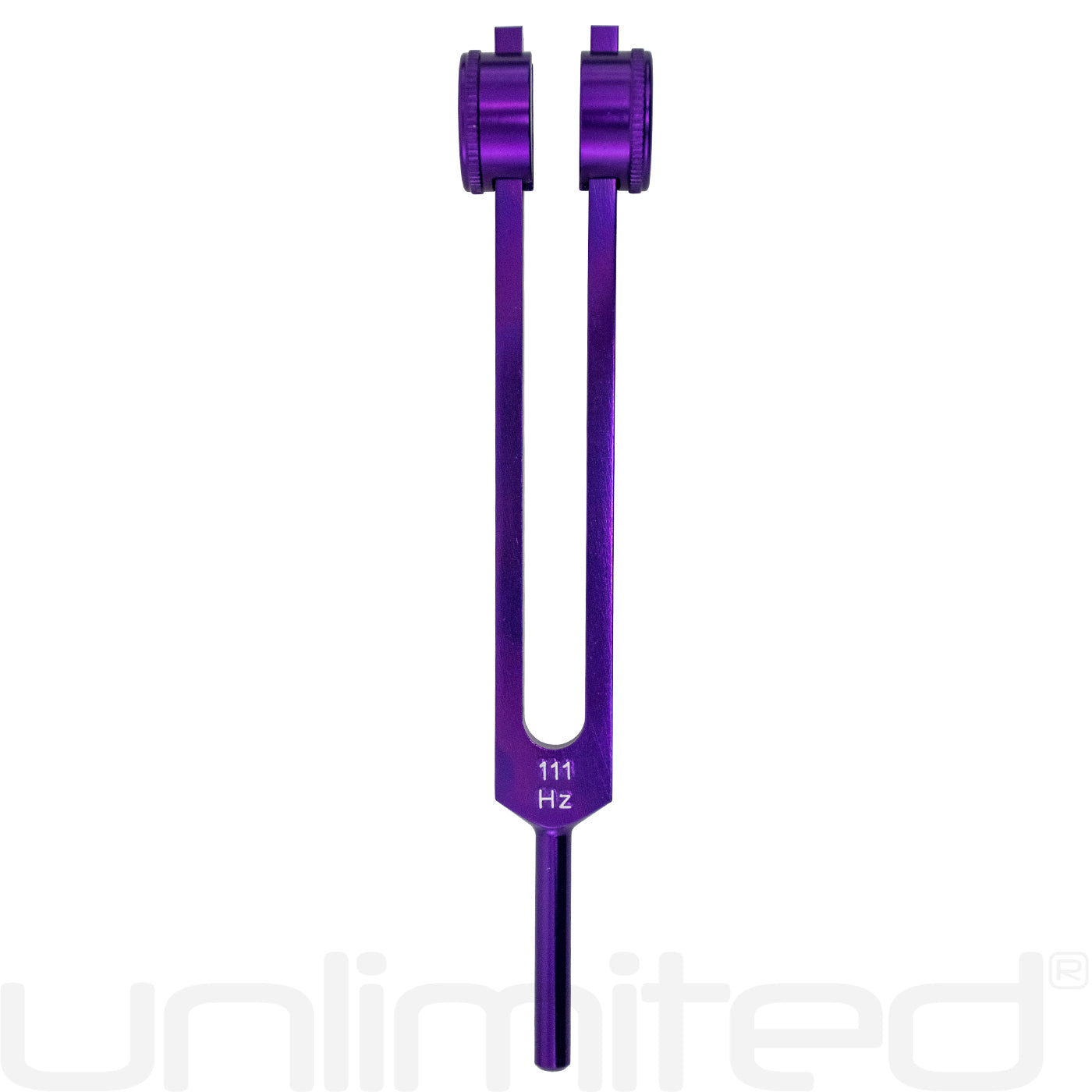 Gongs Unlimited weighted 111 Hz tuning fork with activator for sound therapy and meditation practices.