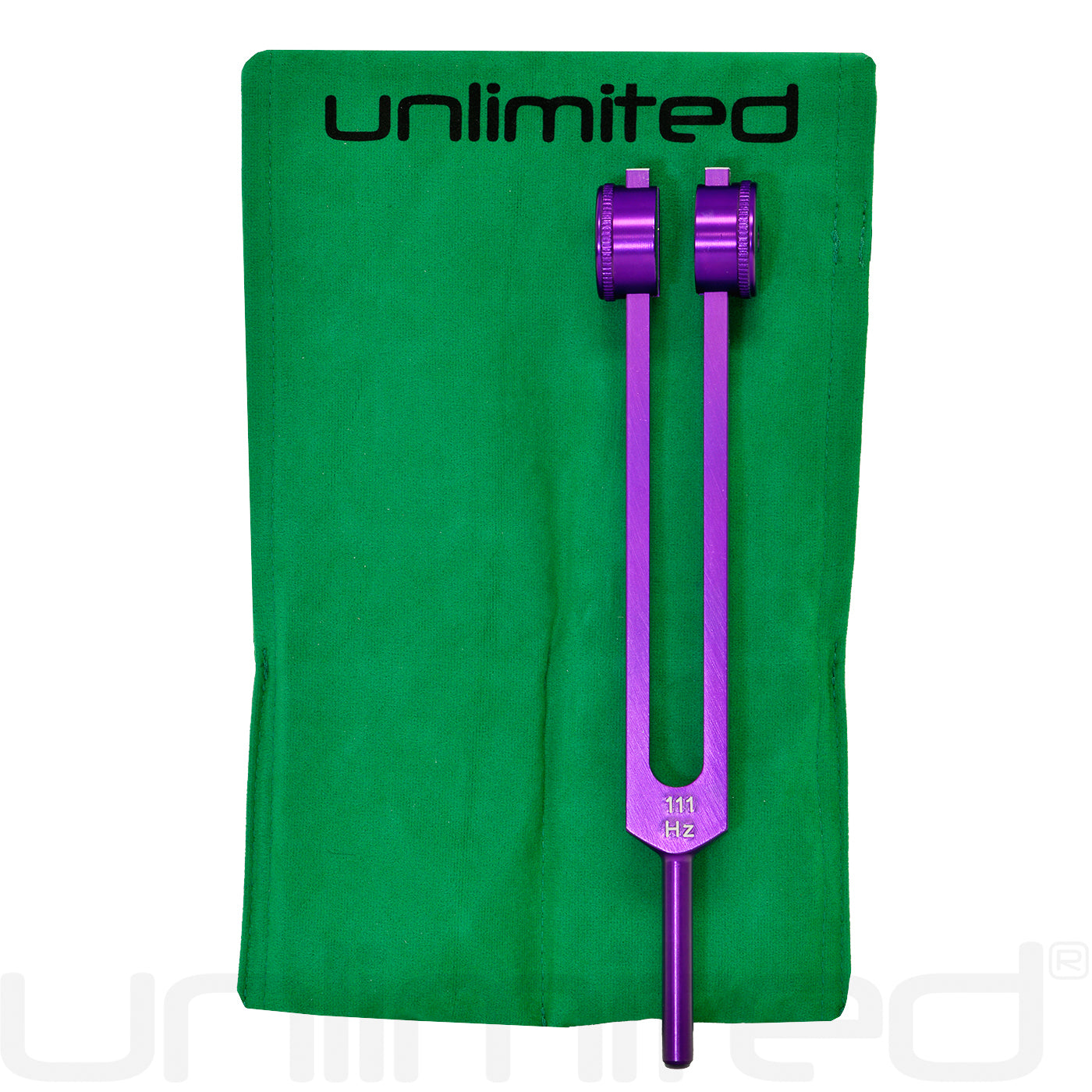 Gongs Unlimited 111 Hz weighted tuning fork with activator for sound therapy and meditation practice.