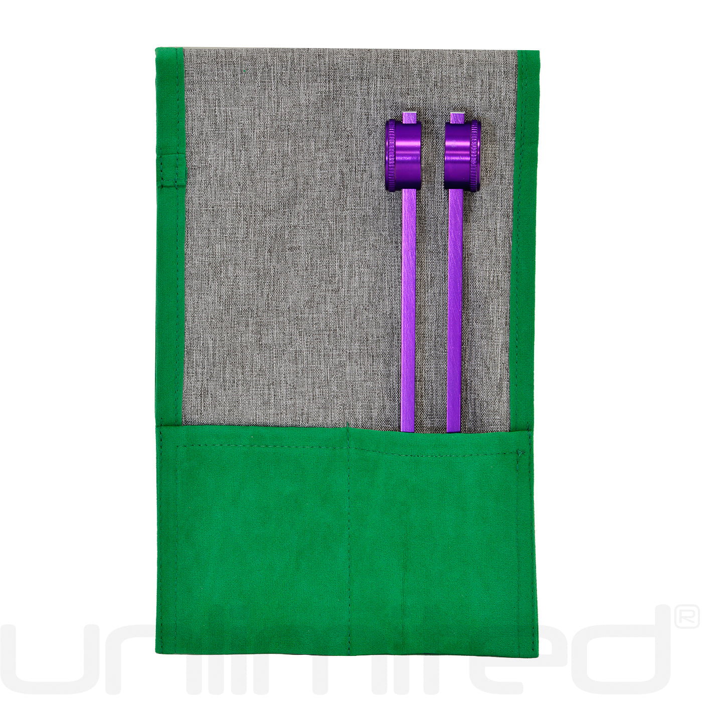 Weighted Unlimited 111 Hz tuning fork with activator by Gongs Unlimited, shown with handle and tuning fork in hand.