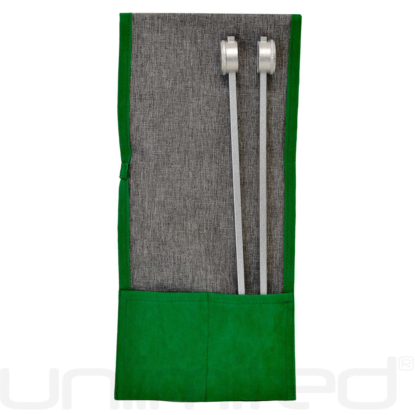 Gongs Unlimited 50 Hz weighted nerve tuning fork with activator, featuring a sleek metal handle and compact design for therapy use.