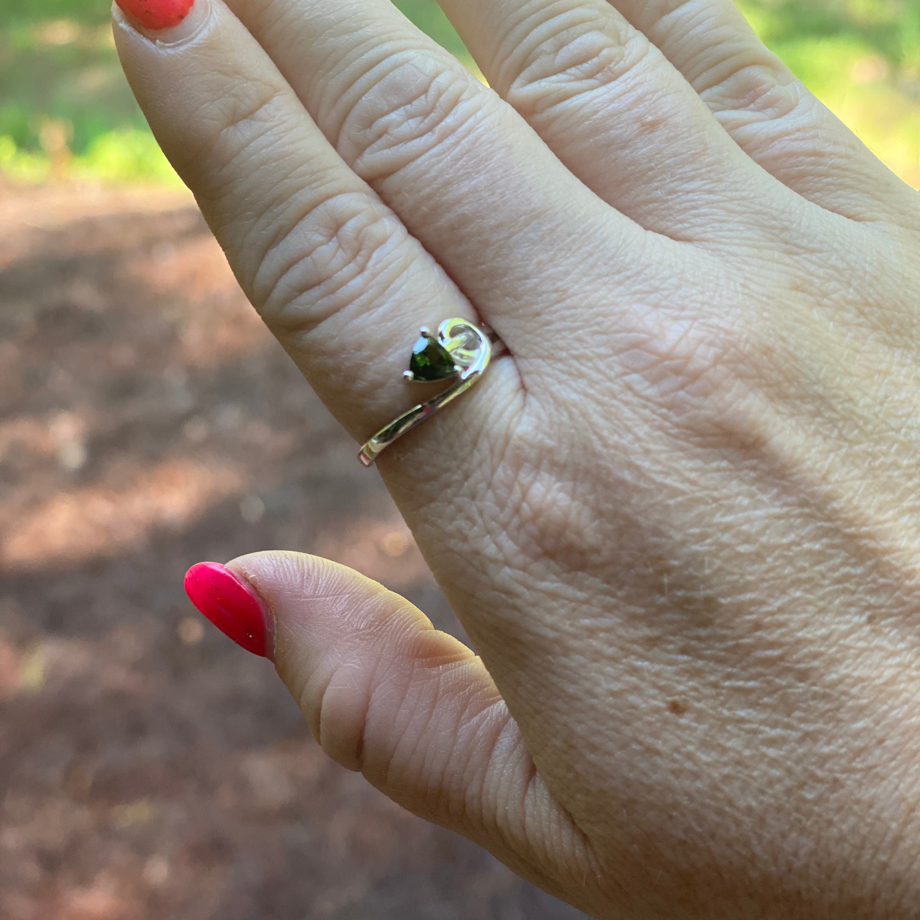 Green Tourmaline 925 Sterling Silver Ring - Practical Magic Store
