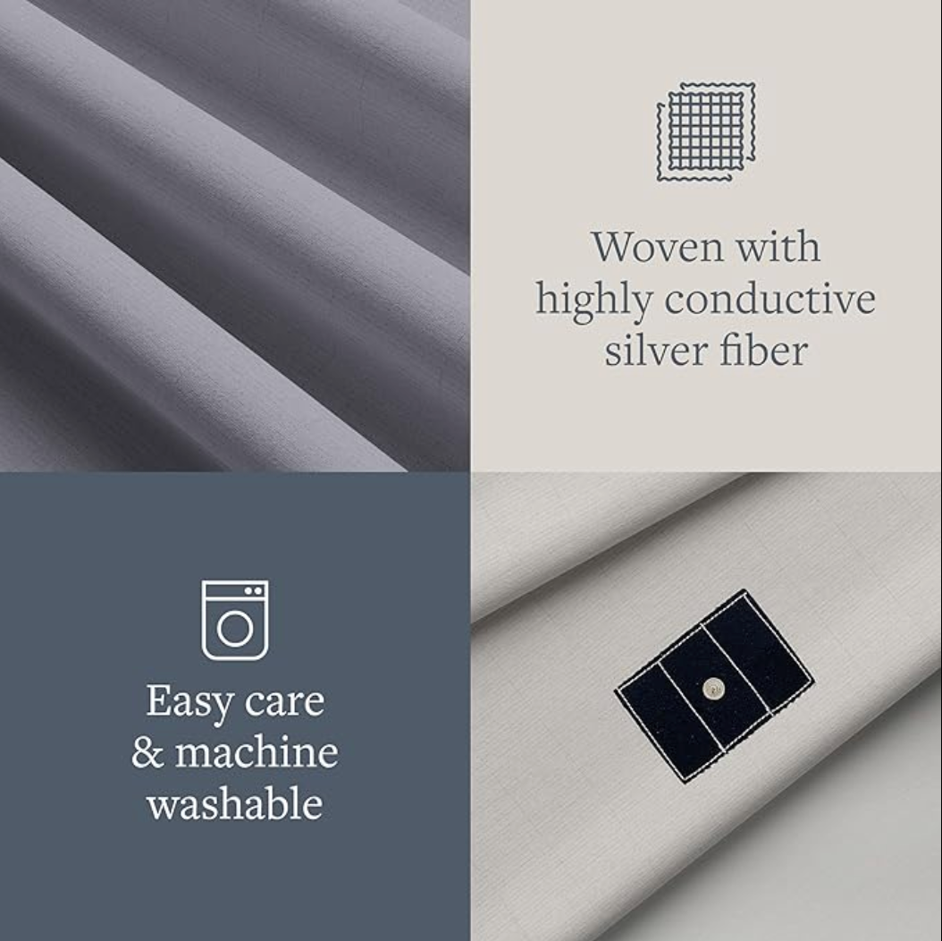 Dark gray GroundLuxe fitted grounding sheet made of organic cotton, king size 80x76 inches, with elastic edges for a secure fit.