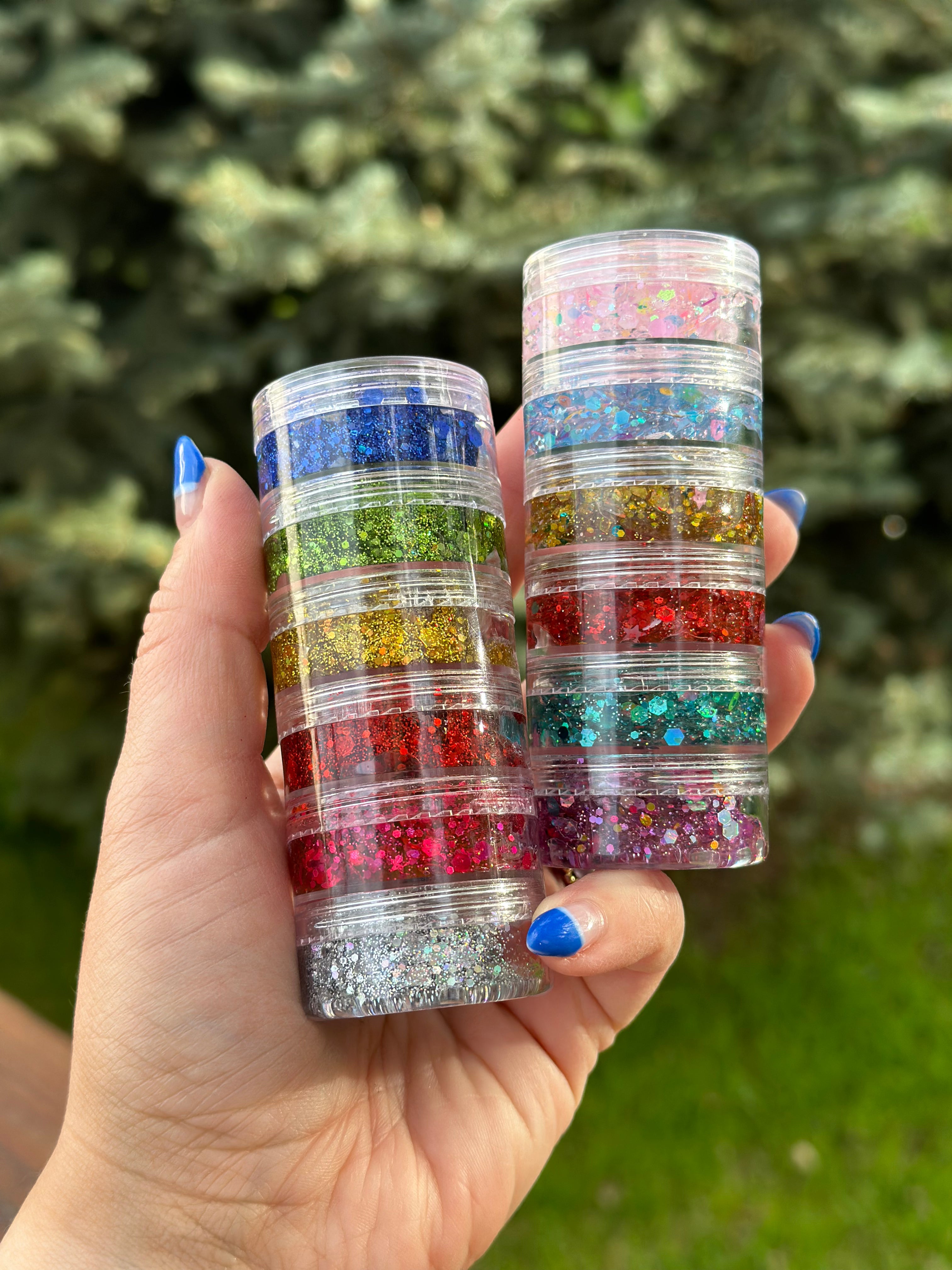 Rainbow Hair Glitter Stack headbands from Gussy Up Bow Co. featuring colorful glitter accents for a fun, vibrant look.