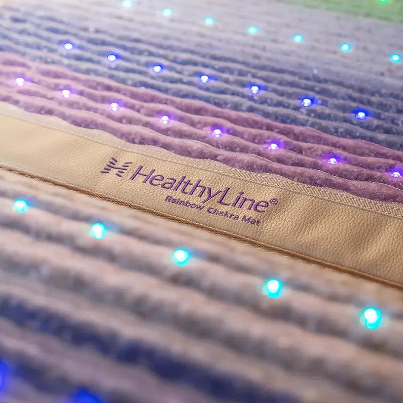 HealthyLine Rainbow Chakra Series PEMF Far Infrared Heating Pad, 74x28 inches, third edition, for pain relief and relaxation.