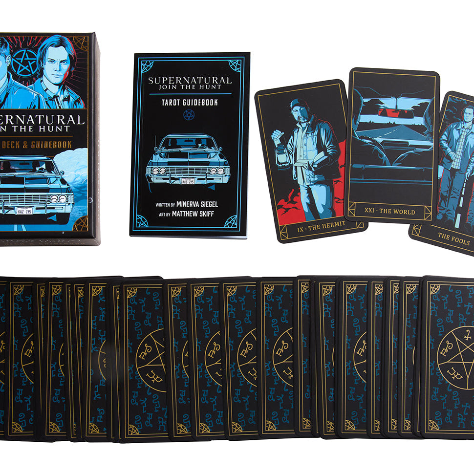 Supernatural candle and tarot card deck bundle by Insight Editions, featuring mystical candles and tarot cards in a themed set.