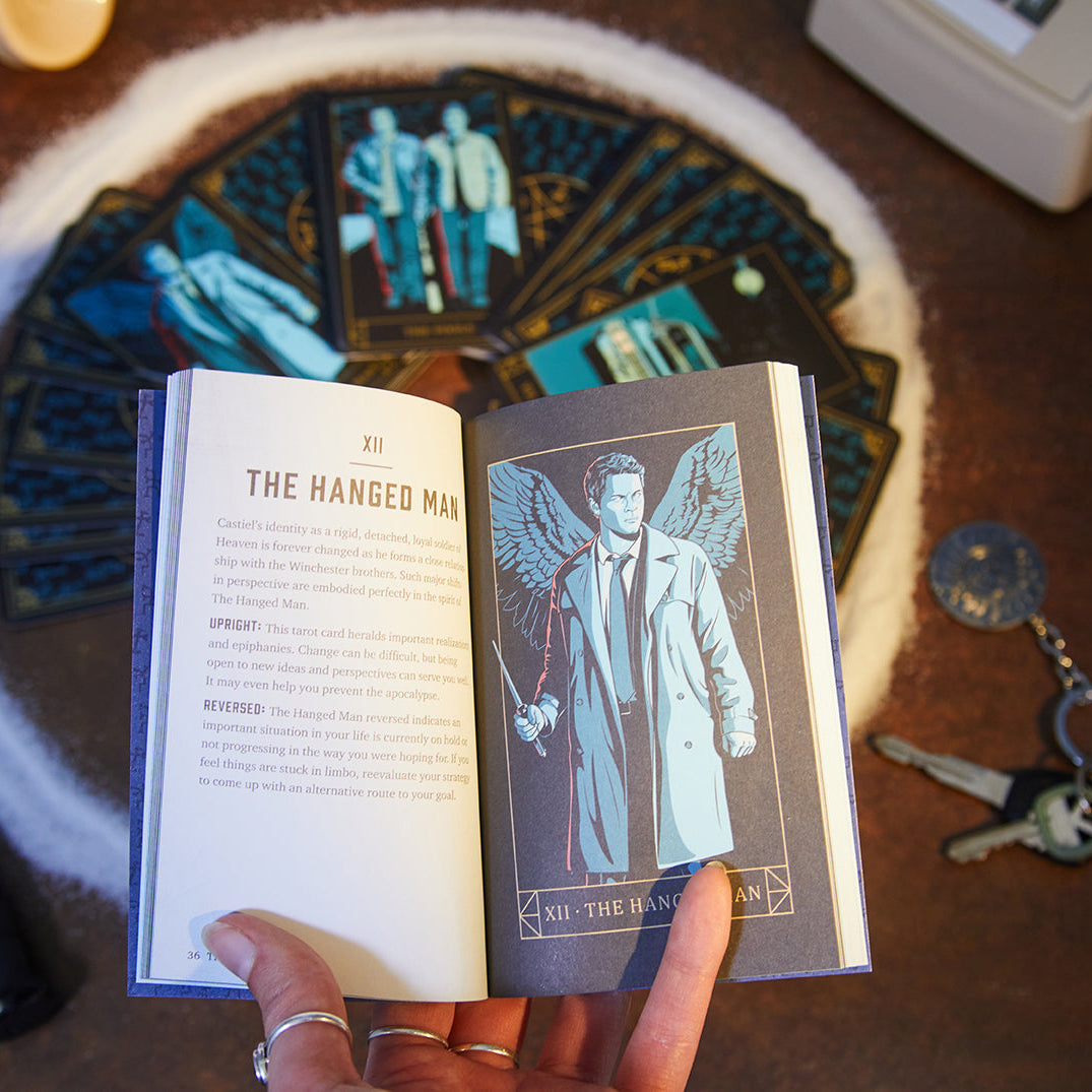 Supernatural candle and tarot card deck bundle by Insight Editions, featuring mystical candles and tarot cards for spiritual practice.