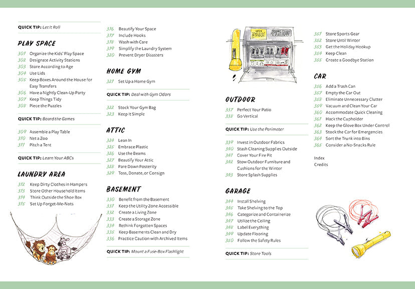 Hardcover book titled "365 Quick & Easy Tips: Home Organization" by Insight Editions, featuring a clean, organized home on the cover.