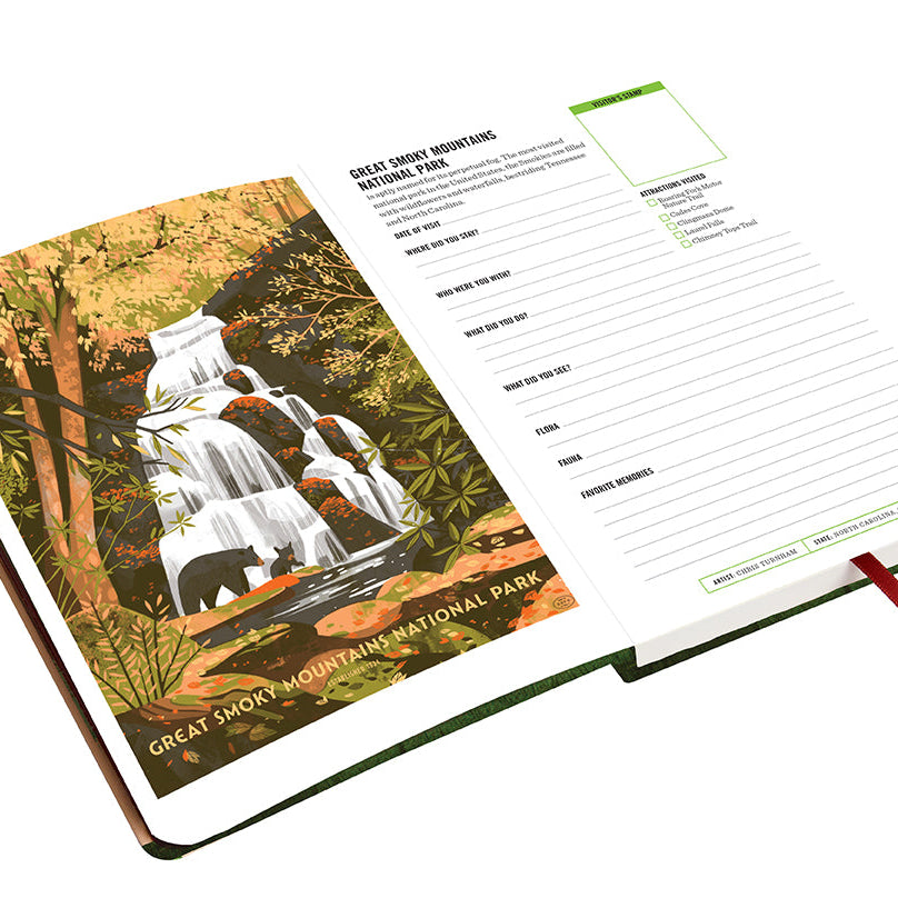Hardcover Art of the National Parks Park-Lover's Journal by Insight Editions with scenic park images on the cover.