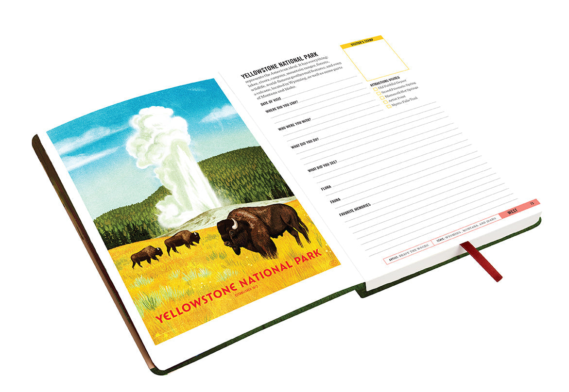 Hardcover National Parks Park-Lover's Journal by Insight Editions featuring scenic park landscapes and space for notes and sketches.