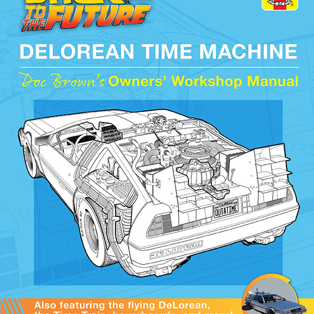 Hardcover book titled "Back to the Future: DeLorean Time Machine" by Insight Editions, featuring a detailed cover image.