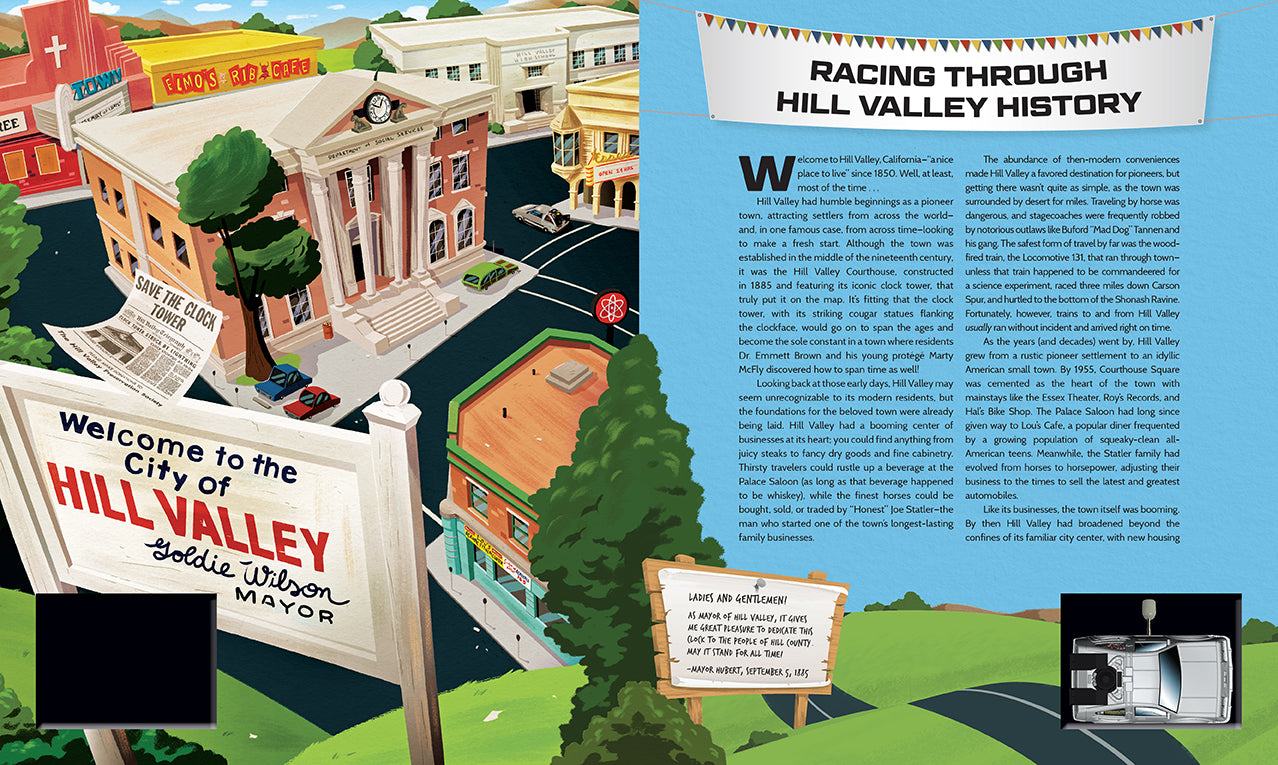 Hardcover copy of "Back to the Future: Race Through Time" by Insight Editions featuring futuristic cover art.