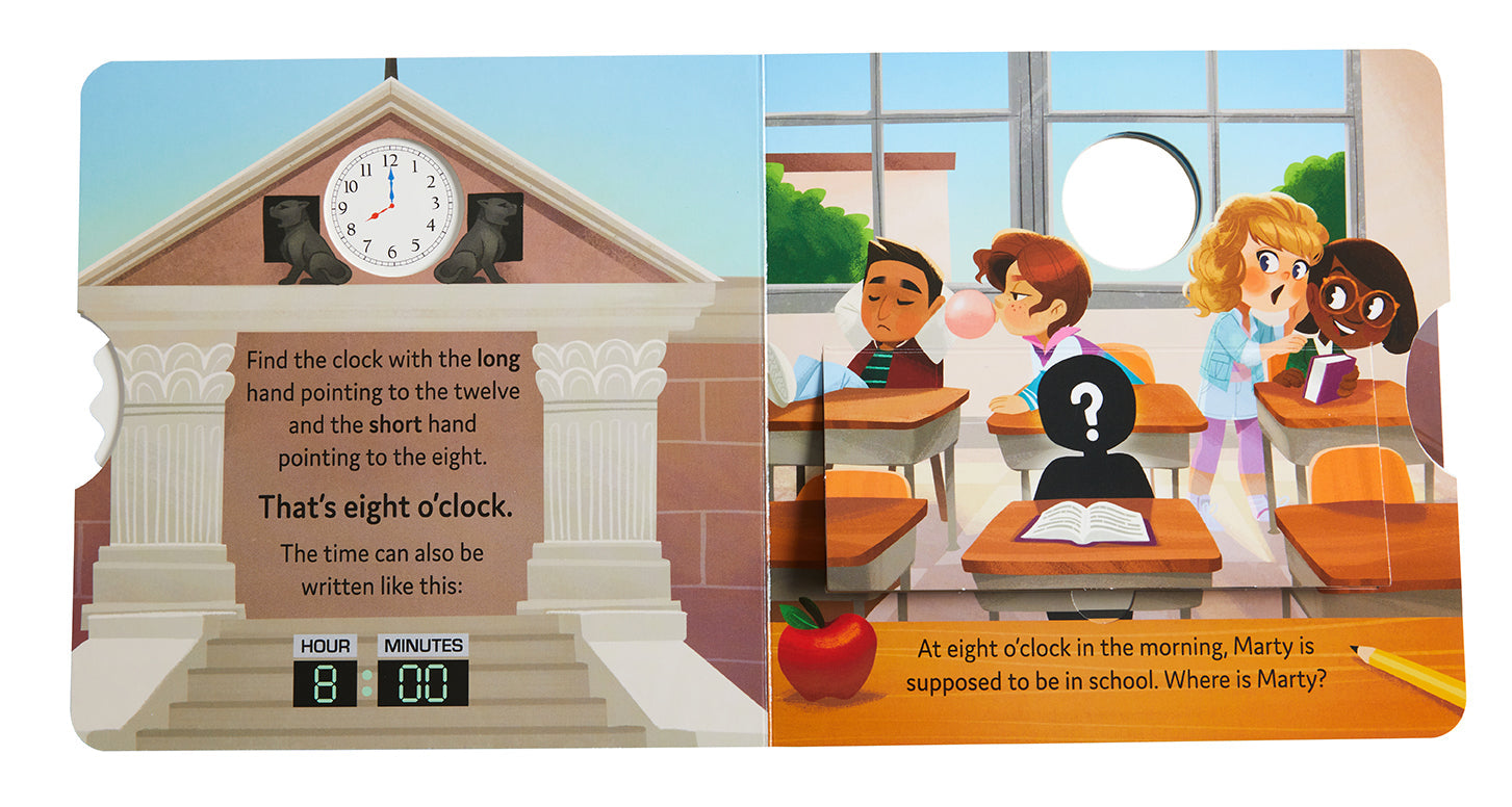 Hardcover of "Back to the Future: Telling Time with Marty McFly" by Insight Editions featuring Marty with a DeLorean time machine.