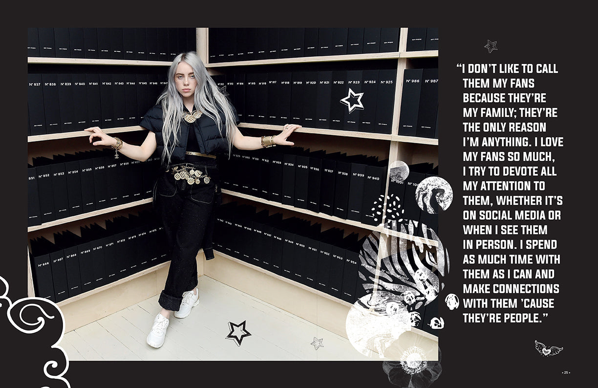 Hardcover book featuring Billie Eilish by Insight Editions, displaying the front cover with vibrant artwork and bold title.
