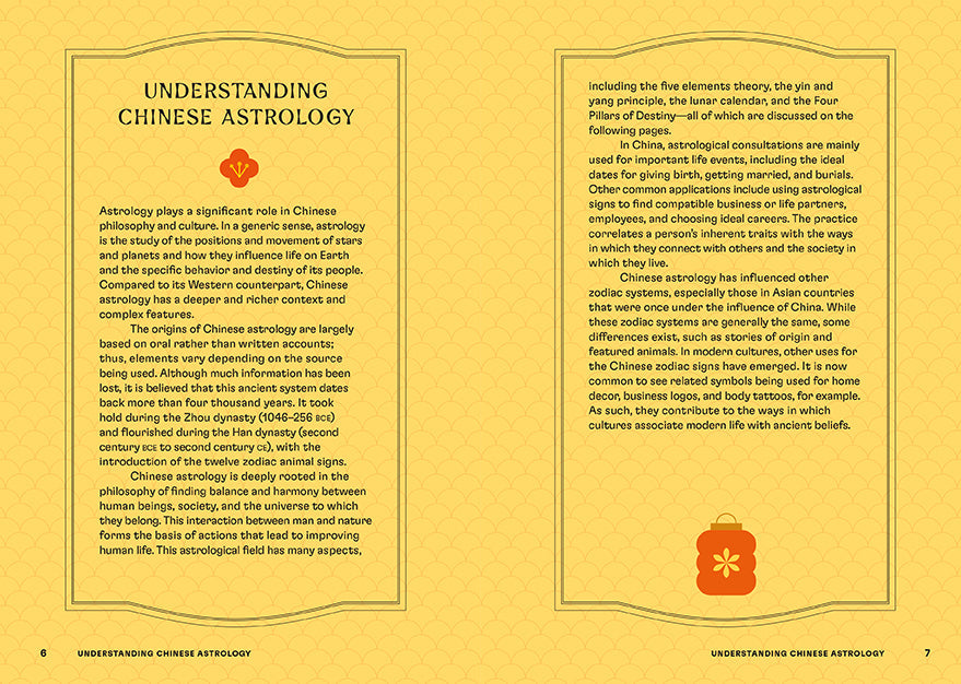Hardcover Chinese Astrology book by Insight Editions showing traditional Chinese zodiac symbols and astrology charts.