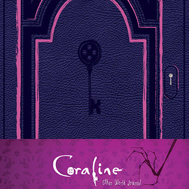 Coraline hardcover ruled journal by Insight Editions featuring a dark, whimsical cover design with spiral binding and lined pages.