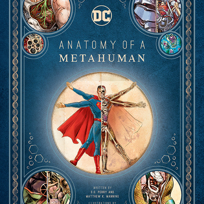 Hardcover of DC Comics: Anatomy of a Metahuman by Insight Editions, featuring detailed illustrations of metahuman characters.