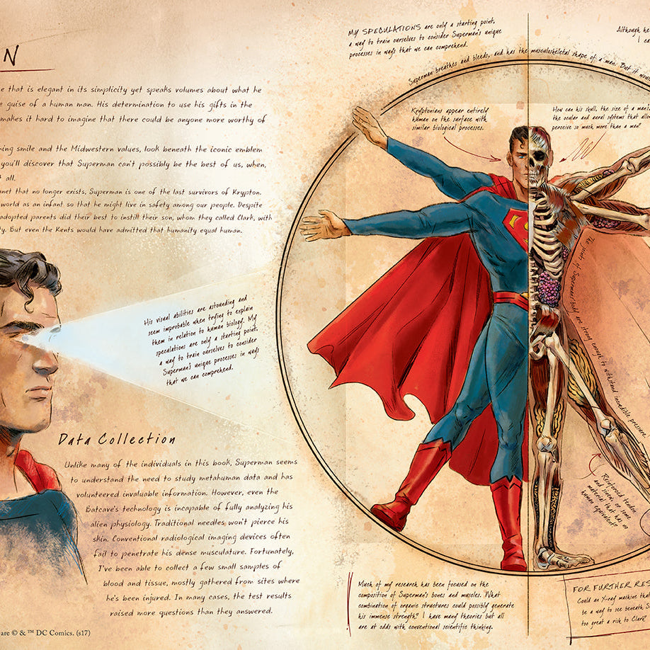 Hardcover book titled "DC Comics: Anatomy of a Metahuman" by Insight Editions, featuring a detailed cover design.