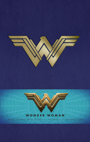 Hardcover Wonder Woman journal by Insight Editions with ruled pages, featuring DC Comics Wonder Woman cover art.