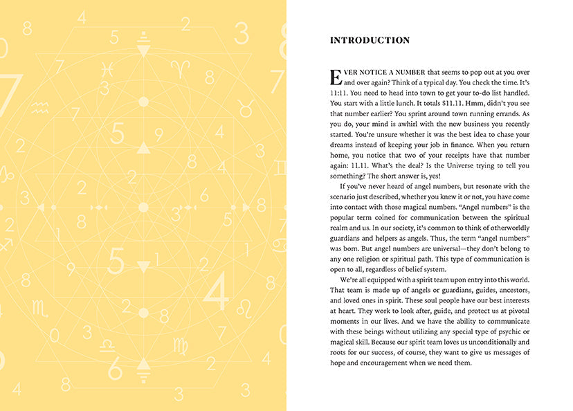 Hardcover book titled "Deciphering Angel Numbers" by Insight Editions, featuring a colorful angel number design on the cover.