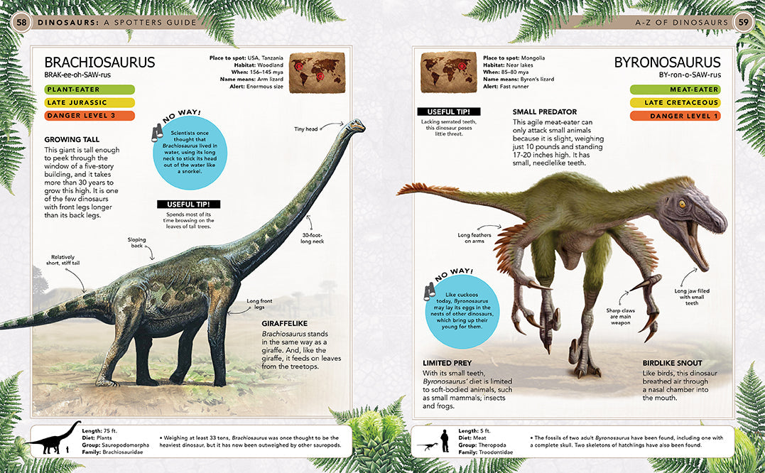 Hardcover dinosaur book by Insight Editions with detailed illustrations of various prehistoric creatures.
