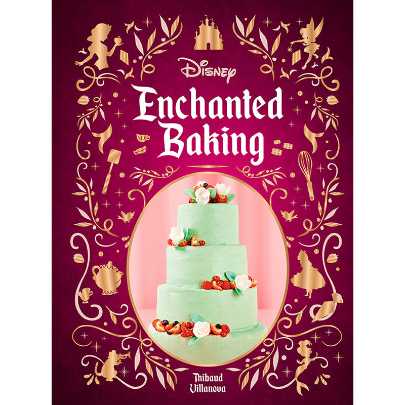 Hardcover Disney Enchanted Baking book by Insight Editions featuring colorful illustrated pages and baking recipes.