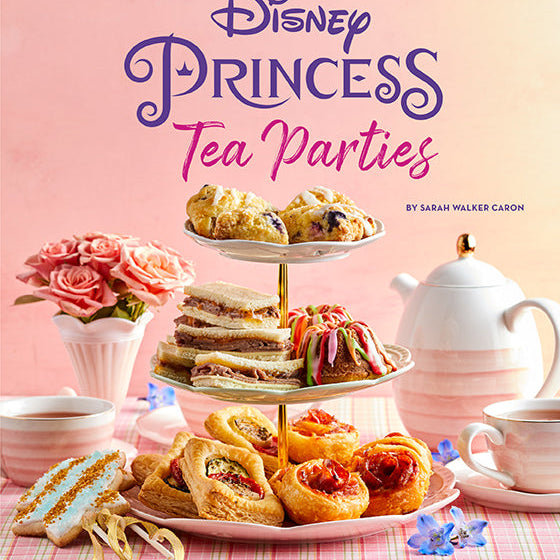 Hardcover Disney Princess Tea Parties Cookbook by Insight Editions, featuring colorful illustrations of princess-themed recipes.