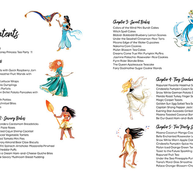 Hardcover Disney Princess Tea Parties Cookbook by Insight Editions showing colorful cover with princess illustrations and tea party theme.