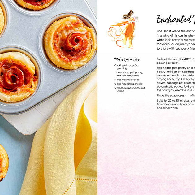 Hardcover Disney Princess Tea Parties Cookbook by Insight Editions showing a colorful cover with princess-themed illustrations.