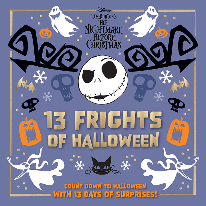 Hardcover book titled "13 Frights of Halloween" from Disney Tim Burton's The Nightmare Before Christmas, published by Insight Editions.