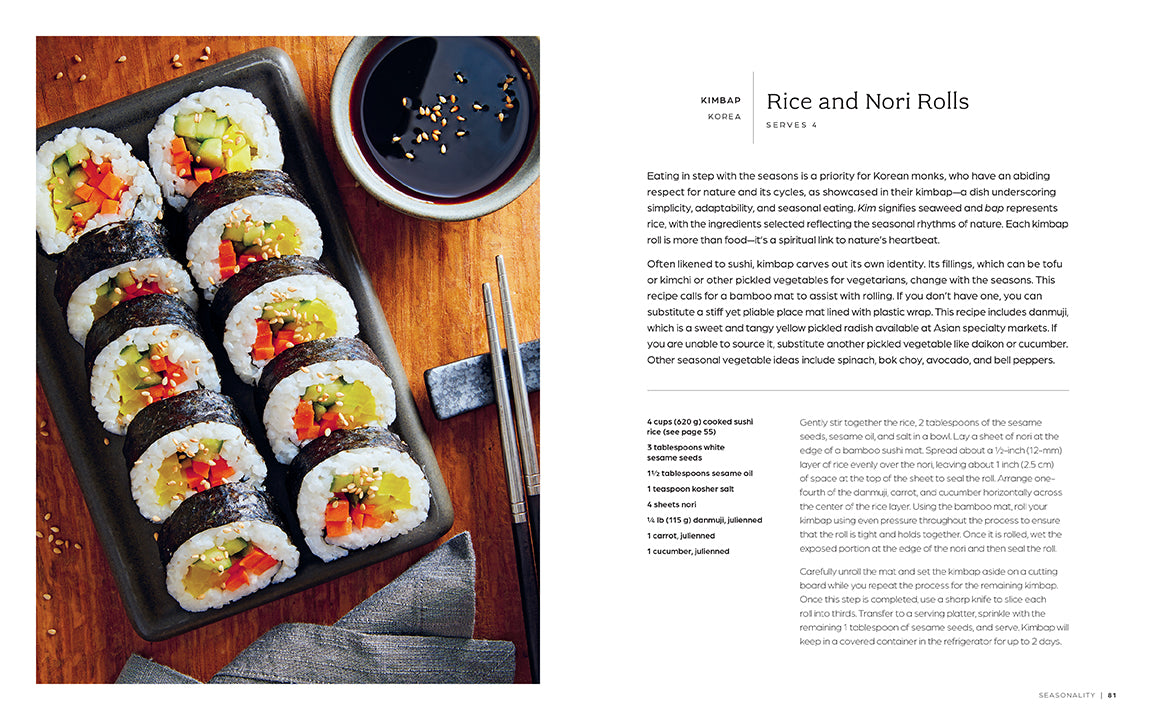 Hardcover book titled "Eat Like a Monk" by Insight Editions featuring a cover with images of food and monks.