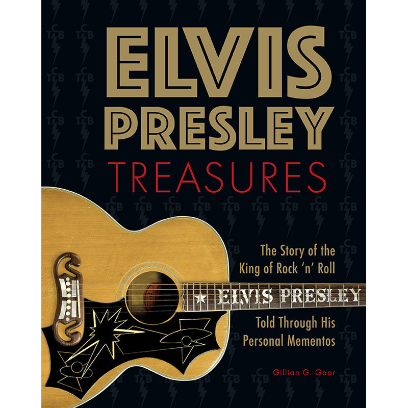Hardcover book titled Elvis Presley Treasures by Insight Editions with images and memorabilia of Elvis Presley