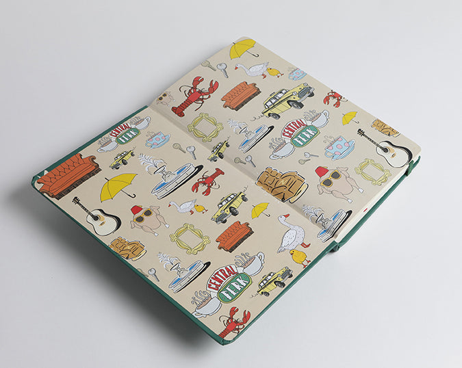 Hardcover Friends journal by Insight Editions with ruled pages, featuring a themed cover inspired by the popular TV show.