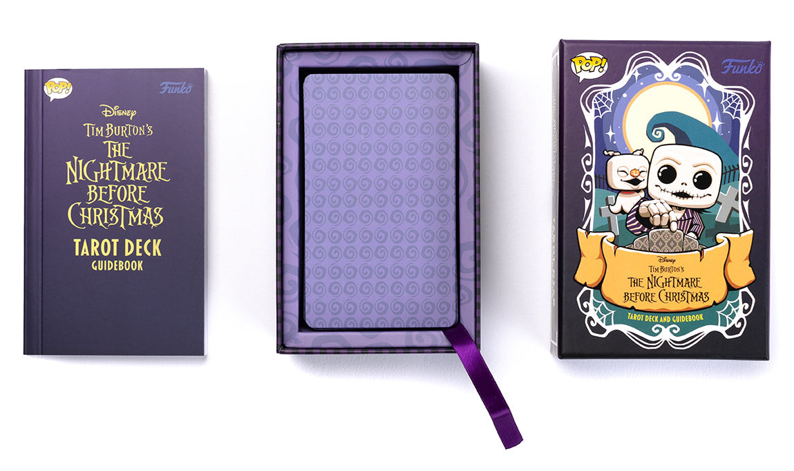 Hardcover Insight Editions Funko The Nightmare Before Christmas Tarot Deck and Guidebook with illustrated cover and detailed cards inside.