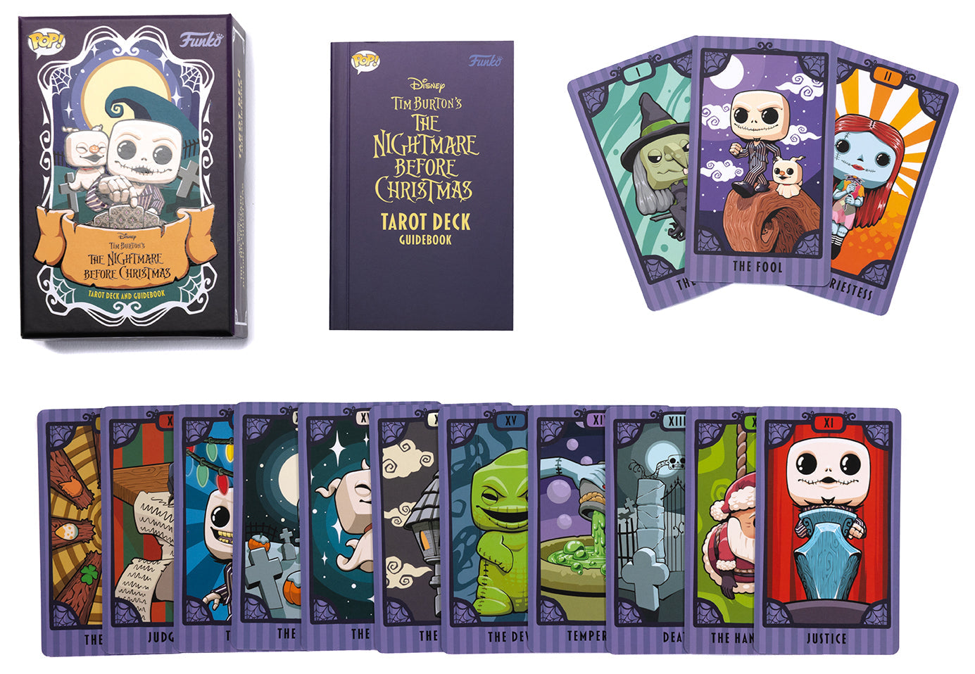 Hardcover Funko The Nightmare Before Christmas Tarot Deck and Guidebook by Insight Editions, featuring festive Halloween and Christmas imagery.