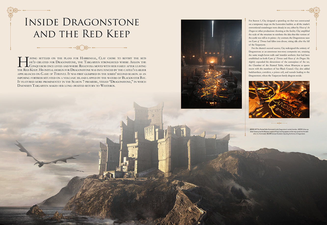Hardcover book titled "Game of Thrones: House of the Dragon" by Insight Editions, featuring cover art and pages inside.