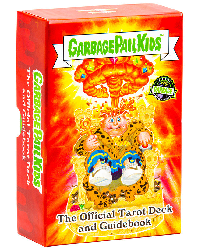 Hardcover Garbage Pail Kids Tarot Deck and Guidebook by Insight Editions, featuring illustrated cards and guide inside.
