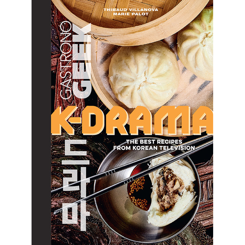 Hardcover Gastronogeek K-Drama Cookbook by Insight Editions featuring colorful Asian-inspired dishes and recipe pages.