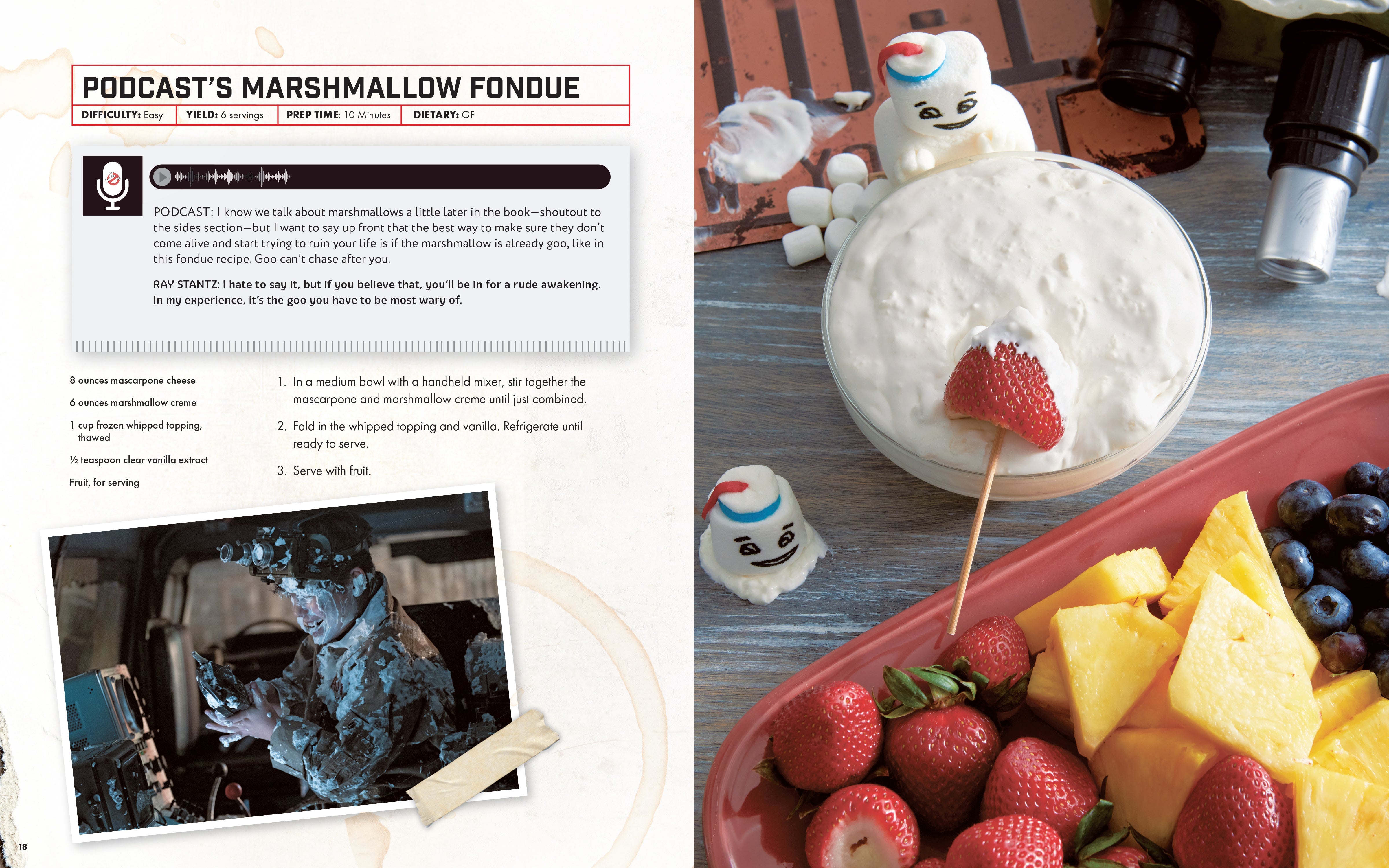 Hardcover copy of Ghostbusters: The Official Cookbook by Insight Editions, featuring themed recipes and ghostbusting illustrations.